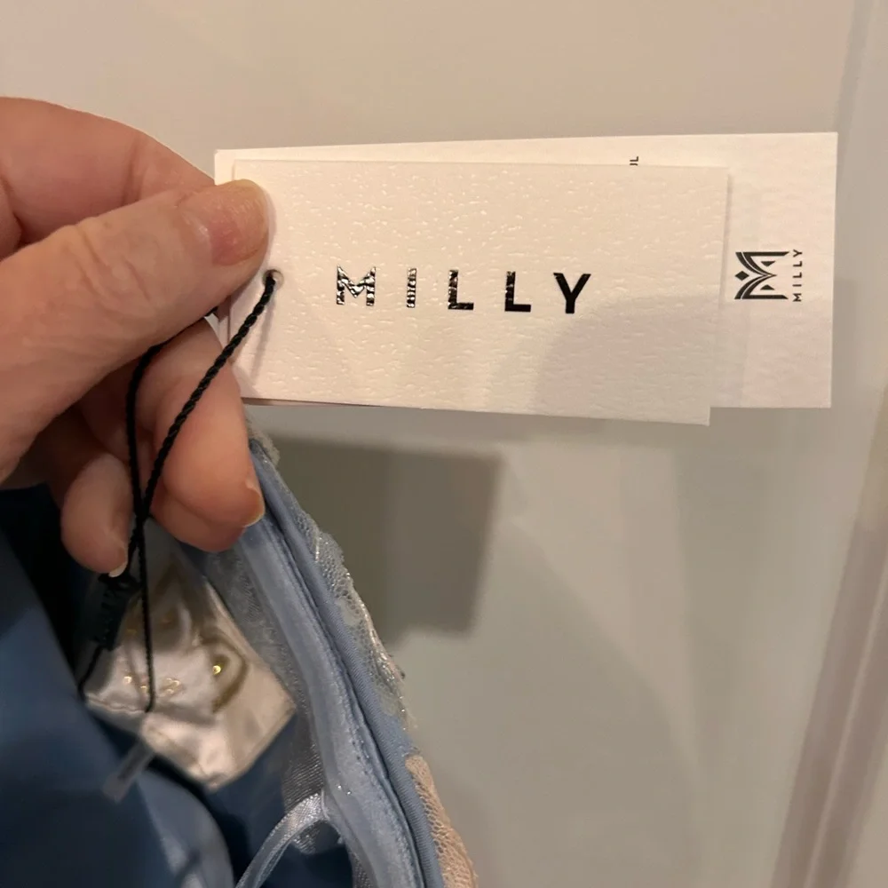 Milly Blue and Beige Floral Sequin Midi Dress - Picture 3 of 5